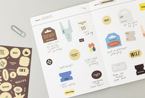 LIFE & PIECES Vintage Label Sticker Pack | 6sheets