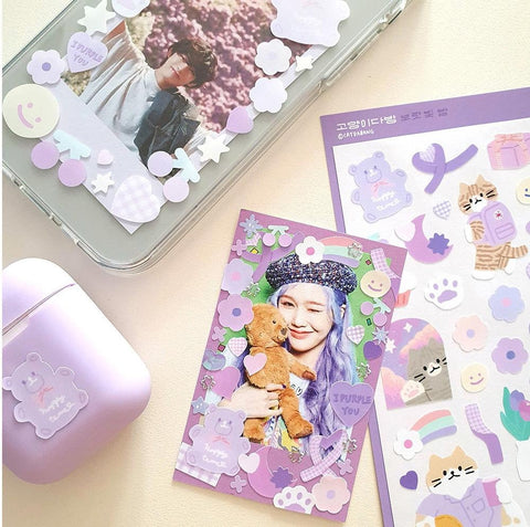 Purple Night Cat Seal Sticker | Kitty Deco Sticker