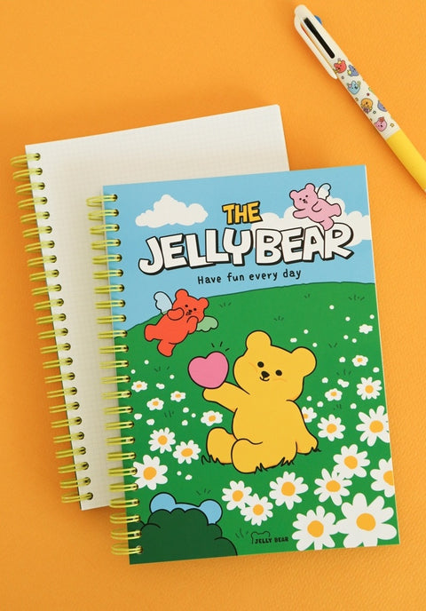 Twin Ring Grid Notebook - 05 Jelly Bear