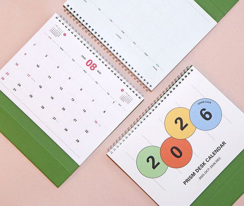 2026 PRISM Desk Calendar (OCT.2025-DEC.2026) | Dated + Undated Planner