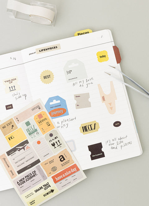LIFE & PIECES Vintage Label Sticker Pack | 6sheets