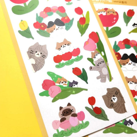 Tulip Cat Seal Sticker | Kitty Deco Sticker
