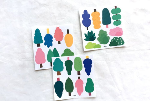 Tree Sticker Set | un cut lines stickers | 15sheets
