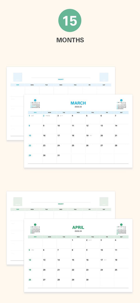 2026 PRISM Work Plan Desk Calendar (OCT.2025-DEC.2026) | Dated + Undated Planner