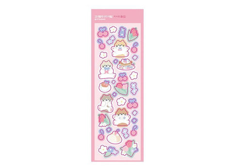 Cherry Tulip Cat Seal Sticker | Kitty Deco Sticker