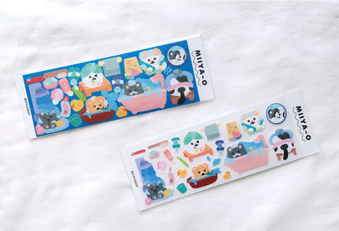 Miiya-o Bath Day Seal Sticker | Kitty Cat Deco Sticker