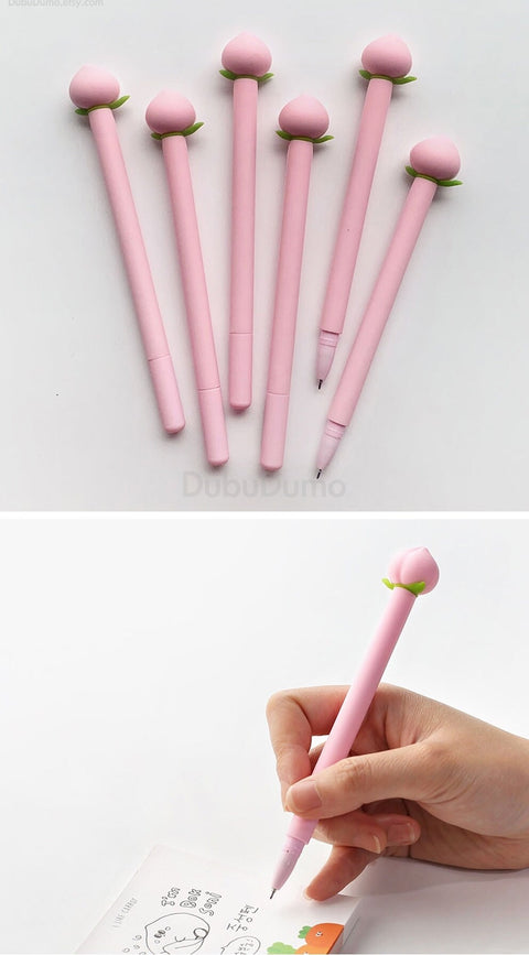 0.5mm Peach Black Gel Pen