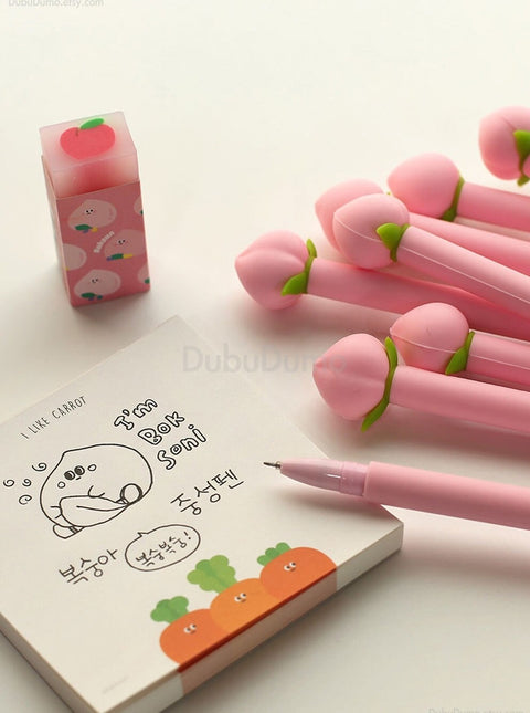 0.5mm Peach Black Gel Pen