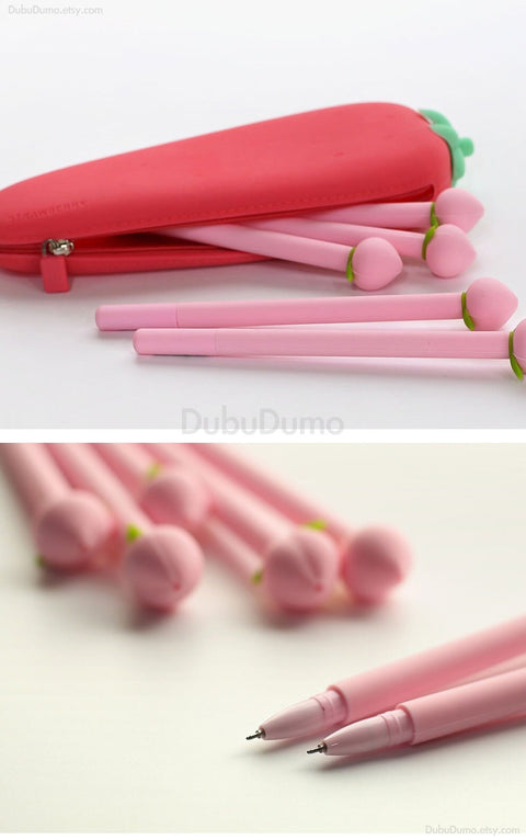 0.5mm Peach Black Gel Pen