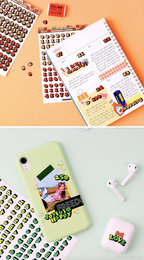 Kitsch Kitsch ALPHABET & NUMBER Sticker Pack | 7sheets