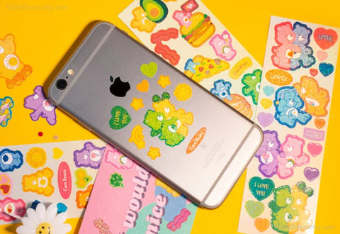 ARCHIVE Glitter Zipper Pocket + Care Bear Seal Sticker Set
