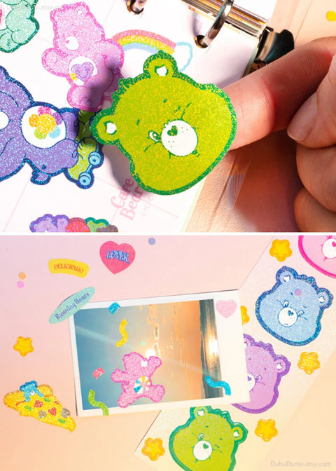 ARCHIVE Glitter Zipper Pocket + Care Bear Seal Sticker Set