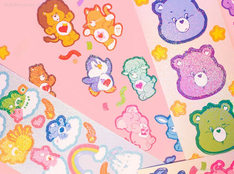 ARCHIVE Glitter Zipper Pocket + Care Bear Seal Sticker Set