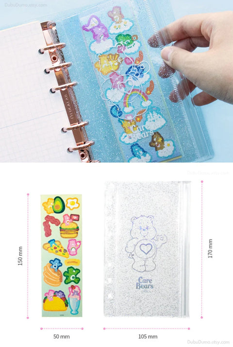 ARCHIVE Glitter Zipper Pocket + Care Bear Seal Sticker Set