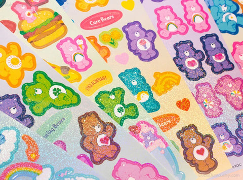 ARCHIVE Glitter Zipper Pocket + Care Bear Seal Sticker Set