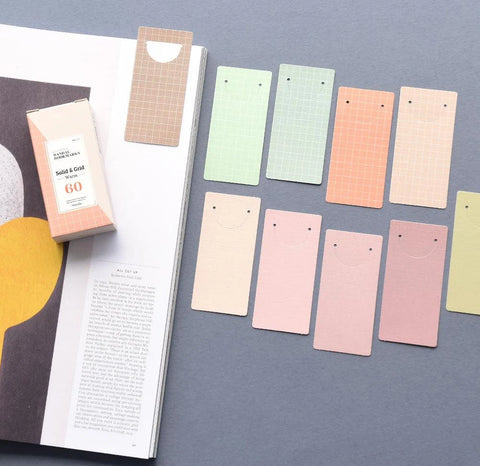 Solid & Grid Warm Bookmarks 60PCS