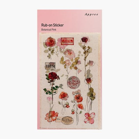 Rub-on Flower Sticker [Botanical Pink] | Printed Dried Flower Sticker