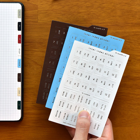 Inner Index Tab Sticker_Silver [8colors] | Leather Texture