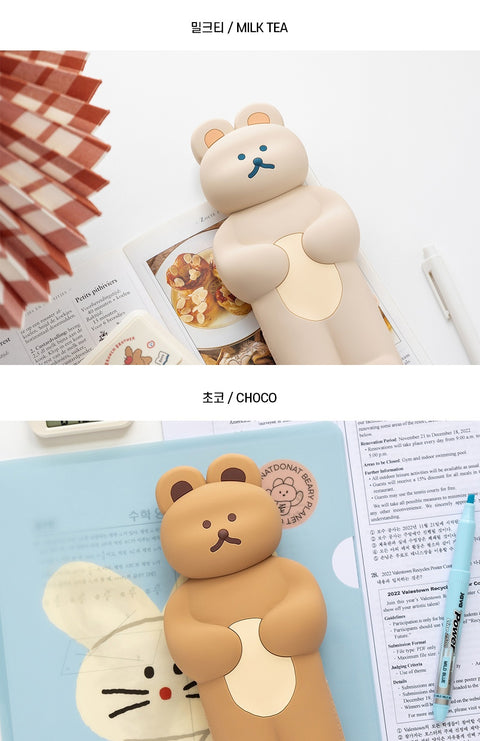 DONATDONAT Bear Silicone Pencil Pouch [2colors] | Bear Pen Case