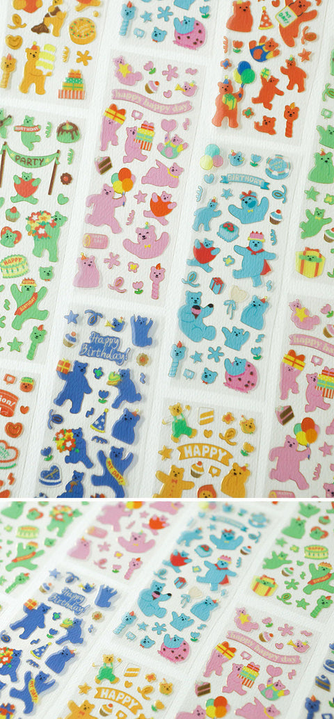 Jelly Bear Gold Line Sticker [6types]