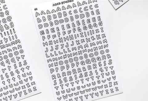 Uncut Sticker [Chubby Handwriting Lined Alphabet] | Deco Sticker