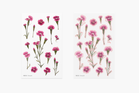 Pressed Flower Sticker [China Pink] | Printed Dried Flower Sticker