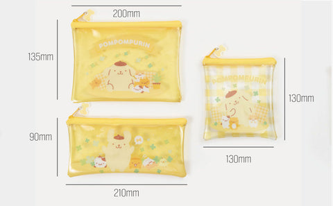 Sanrio PVC Clear Pouch 3PCS Set [ Kuromi | Kerokerokeroppi ]