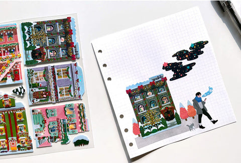 Winter Village Big House Seal Sticker [4types] | Deco Sticker
