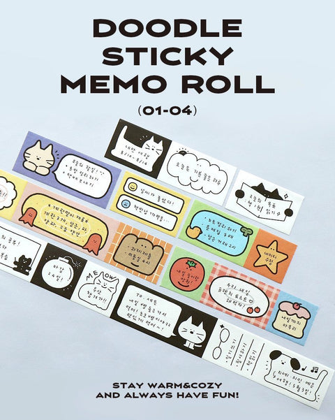 ICONIC Doodle Roll Sticky Notes [4types] | Sticky Memo