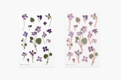 Pressed Flower Sticker [Manchurian Violet] | Printed Dried Flower Sticker