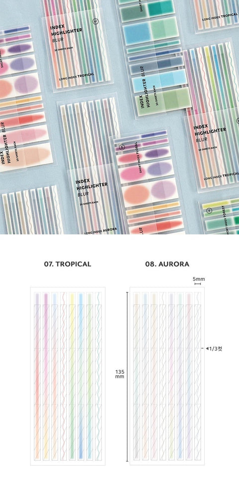 Index Long Highlighter Blur Sticky Notes [2types]