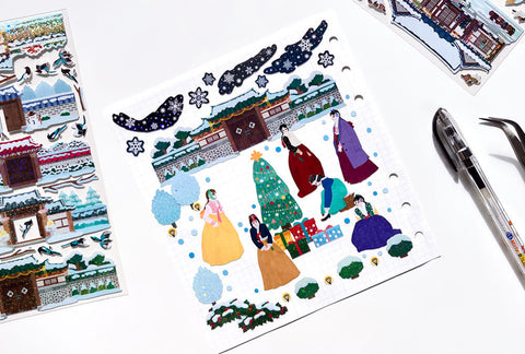 Winter Hanok Seal Sticker [2types] | Deco Sticker | Korean-style House