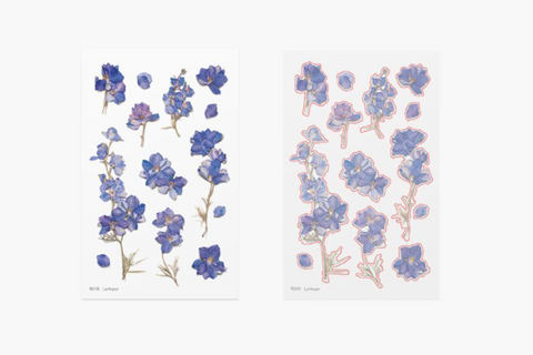 Pressed Flower Sticker [Larkspur] | Printed Dried Flower Sticker