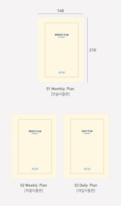 A5 6 Holes Planner Inserts [Monthly, Weekly, Daily]