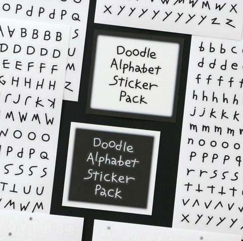 Doodle Alphabet Sticker Pack | Capital Case + Lower Case | 6 sheets