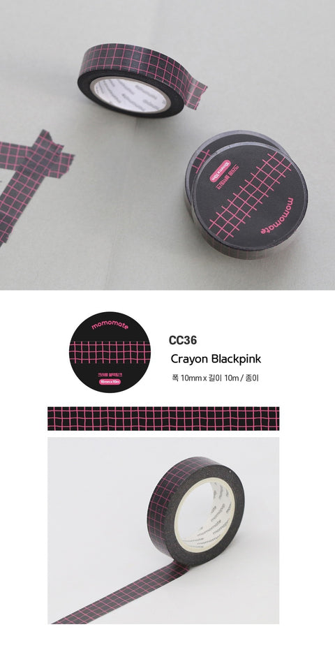 Crayon Check Black Pink Masking Tape