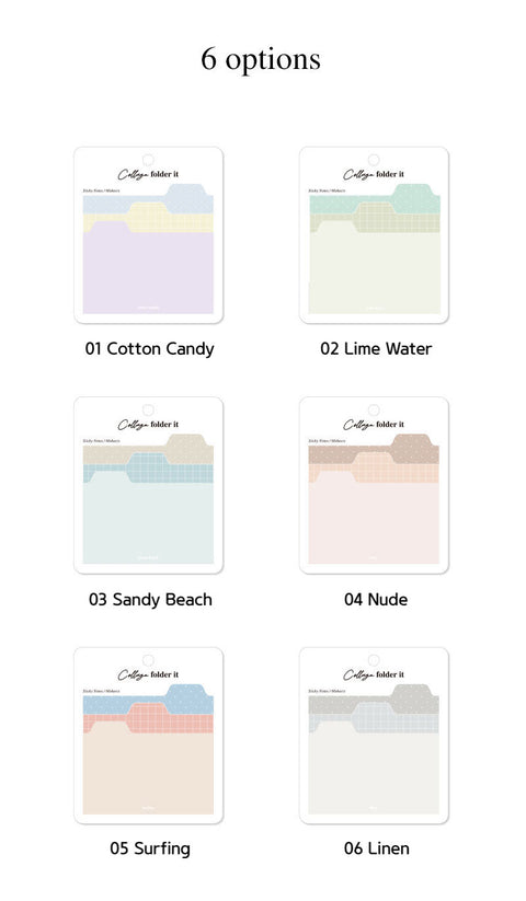 Collage Folder Sticky Notes Tall [6types] | Index Adhesive Notepad