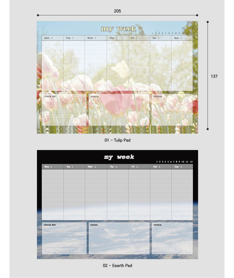 My Week Memo Pad [2types] | Weekly Notepad