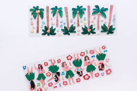 Hawaii Hula Dance Seal Sticker [2types] | Palm Tree Deco Sticker