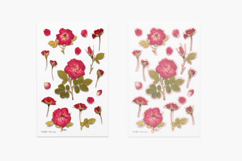 Pressed Flower Sticker [Mini Rose] | Printed Dried Flower Sticker