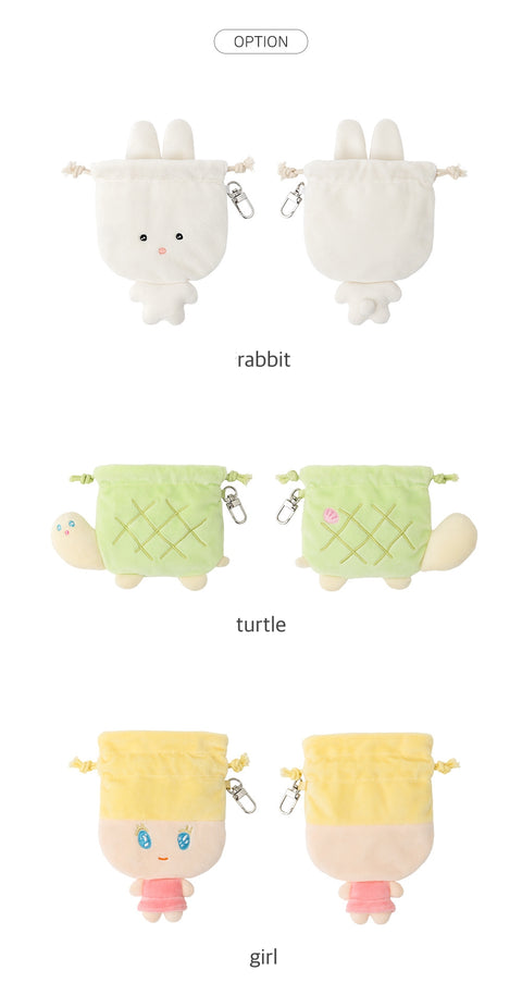 Doll String Pouch [3types] | Daily Pouch | Rabbit | Turtle | Girl