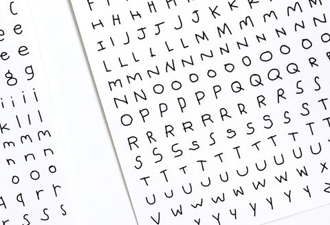 Uncut Thin Handwritten Alphabet Sticker | 9sheets