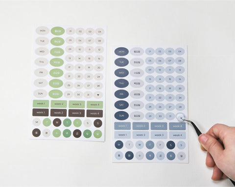 My Flow Diary Date Day Number Sticker Set [6types]