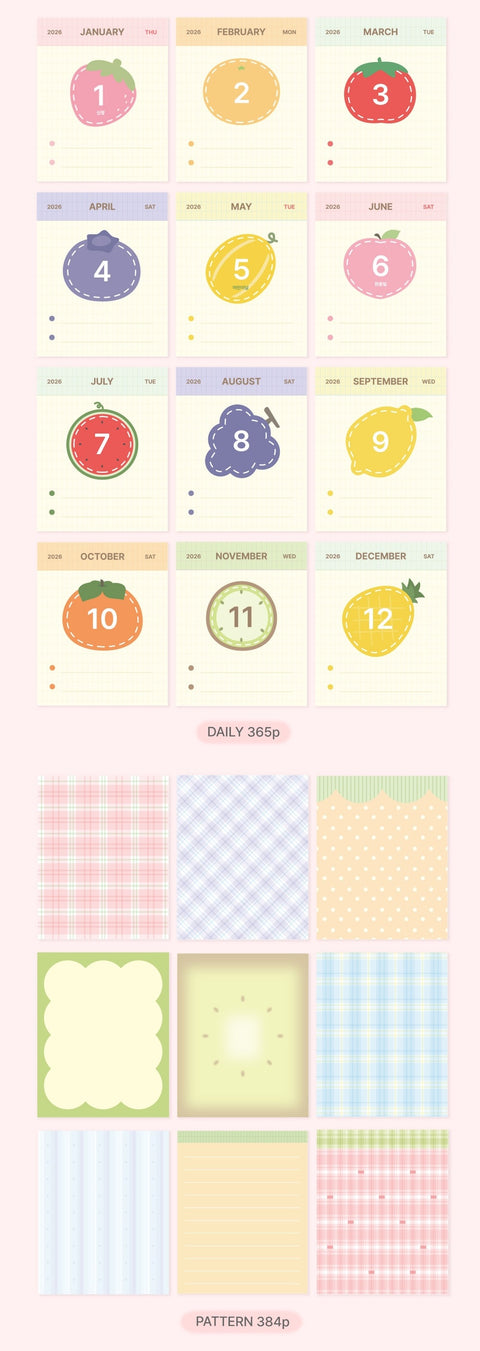 2026 Check&Fruits Daily Calendar | Day Calendar
