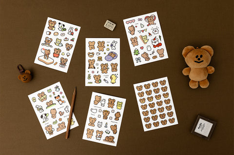 momossi Sticker Pack | 6sheets | Bear Sticker