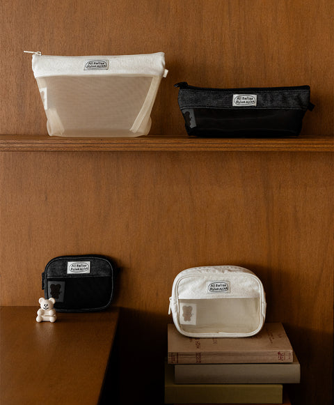 momossi Mesh Boat Pencil Pouch [2colors]