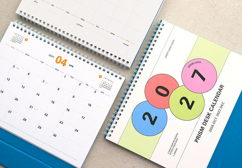 2027 PRISM Desk Calendar (OCT.2026-DEC.2027) | Dated + Undated Planner