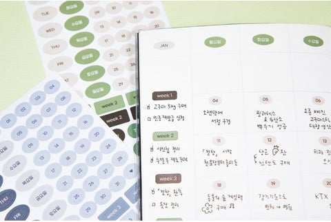 My Flow Diary Date Day Number Sticker Set [6types]