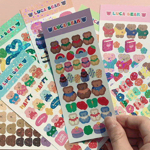 Luca Bear Seal Sticker Pack Set | 8sheets