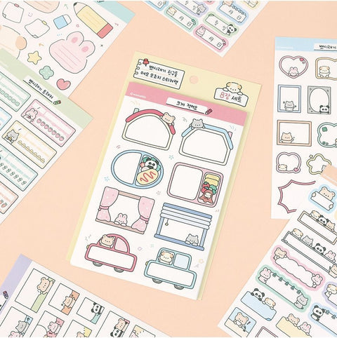 Cute Animal Friends Memo Sticker Pack | 8sheets